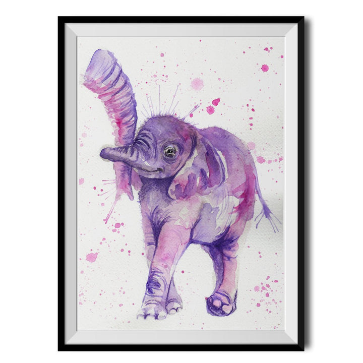 Splatter Baby Elephant Original Print - Katherine Williams - Wraptious