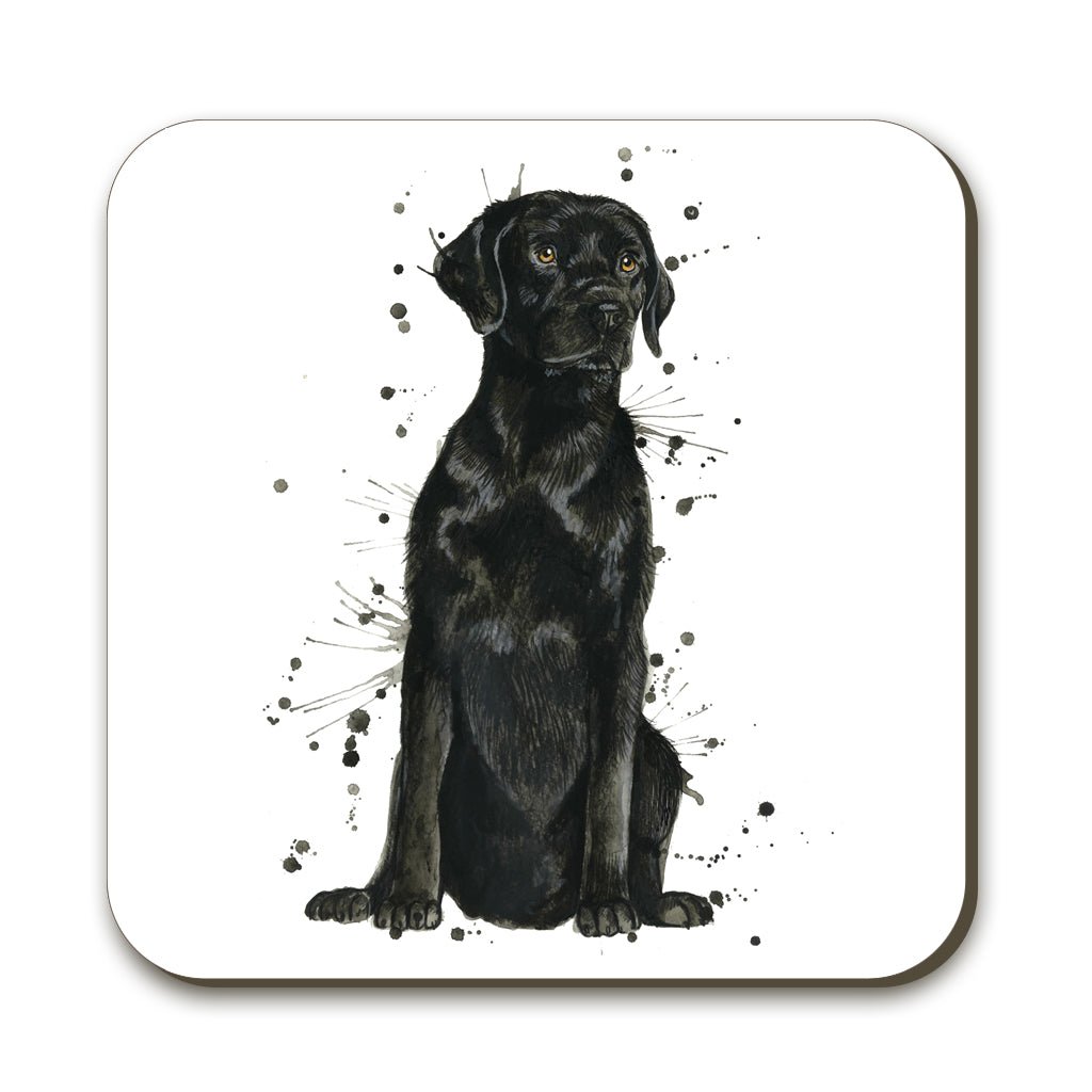 Splatter Black Labrador Coaster - Katherine Williams - Wraptious