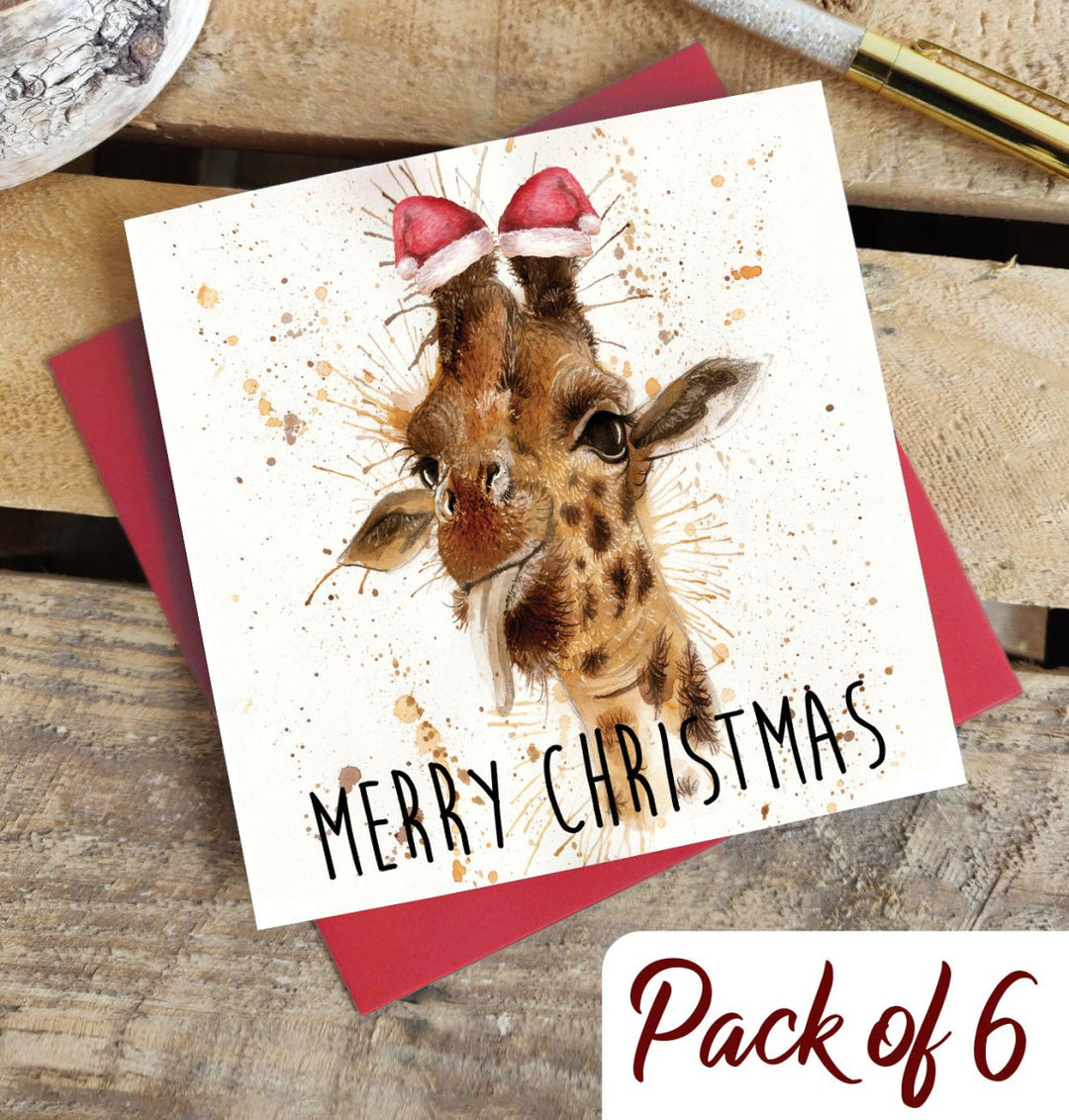 Splatter Christmas Giraffe Christmas Card Pack - Katherine Williams - Wraptious