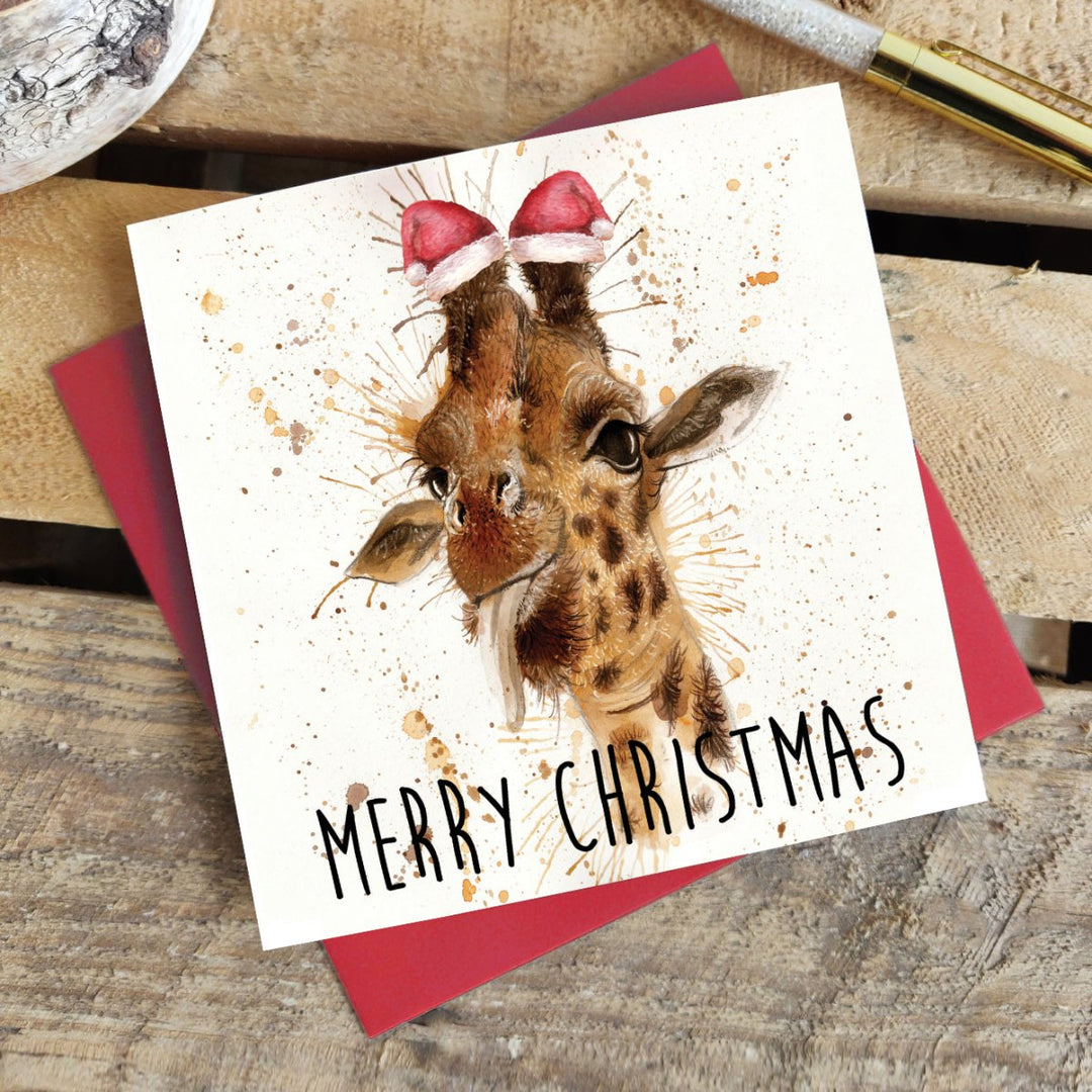 Splatter Christmas Giraffe Greetings Card - Katherine Williams - Wraptious