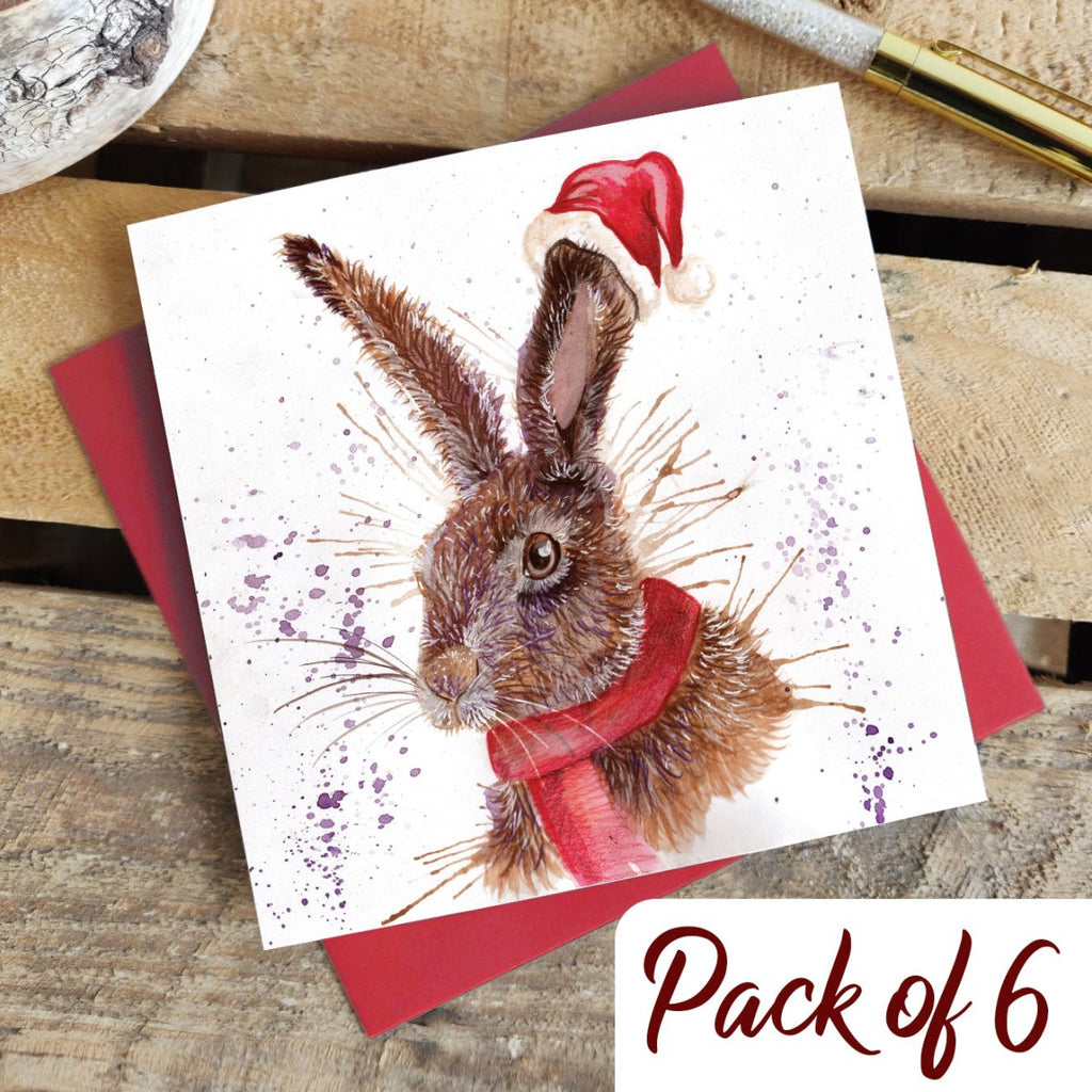 Splatter Christmas Hare Christmas Card Pack - Katherine Williams - Wraptious