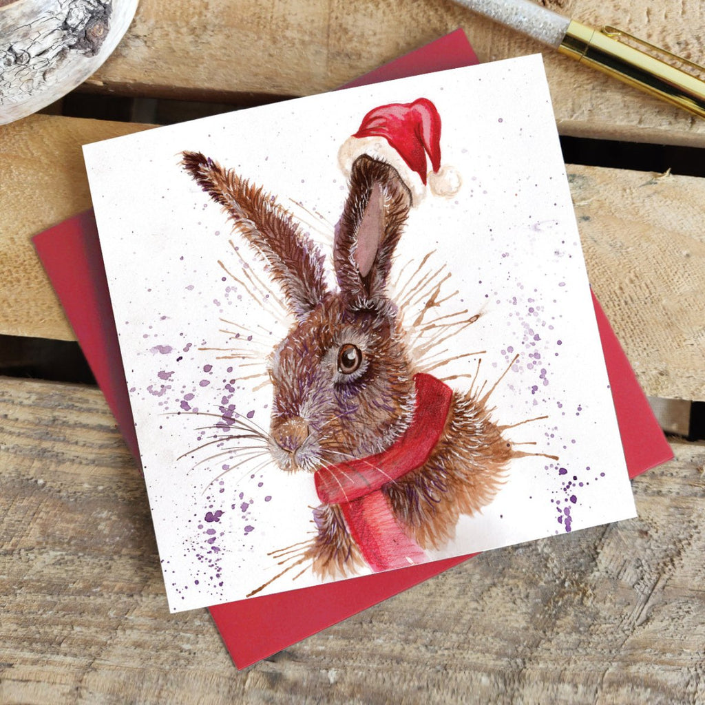Splatter Christmas Hare Greetings Card - Katherine Williams - Wraptious