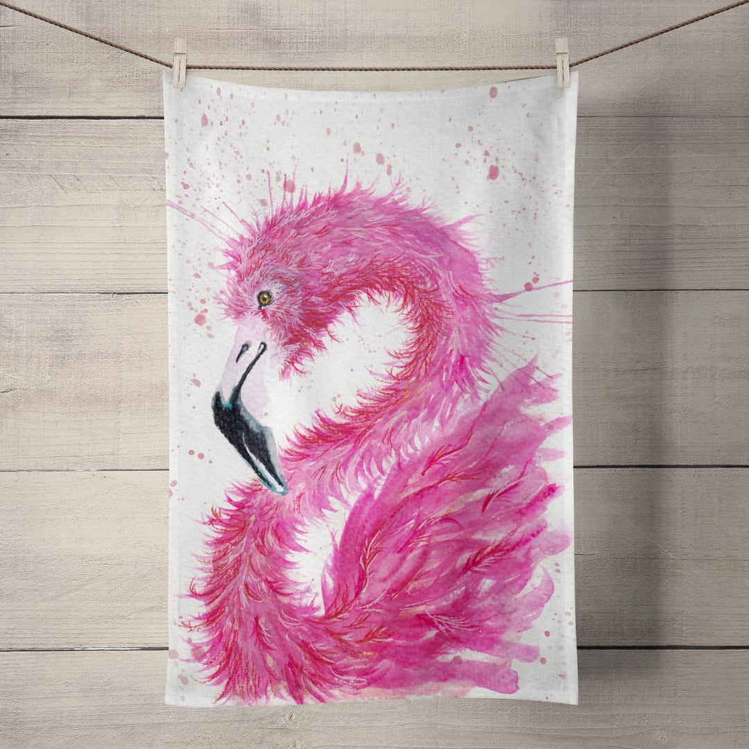 Splatter Flamingo Tea Towel - Katherine Williams - Wraptious
