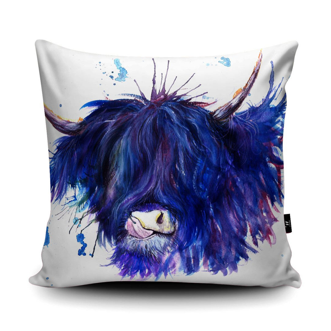 Splatter Highland Cow Cushion - Katherine Williams - Wraptious