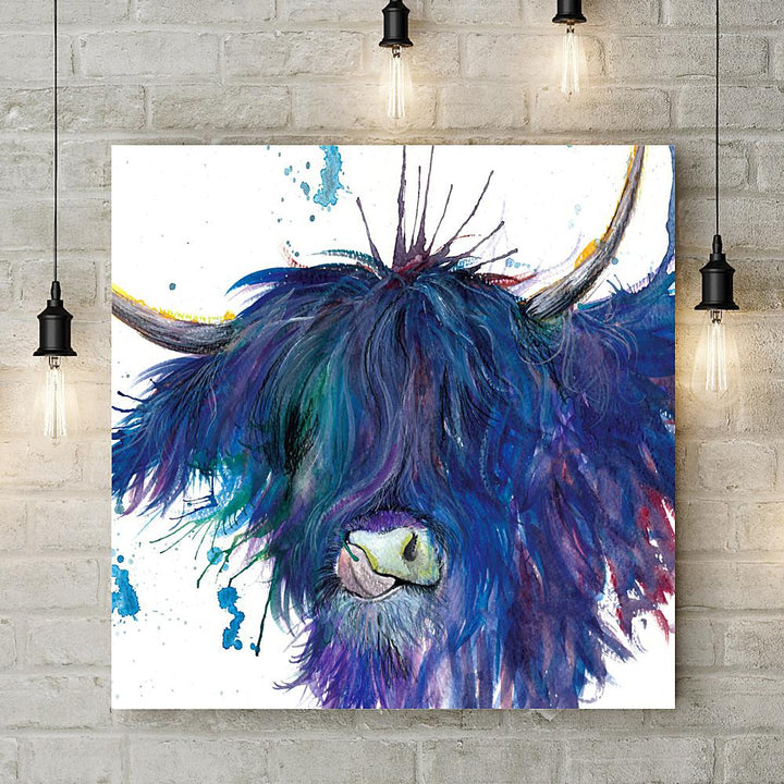 Splatter Highland Cow Deluxe Canvas - Katherine Williams - Wraptious