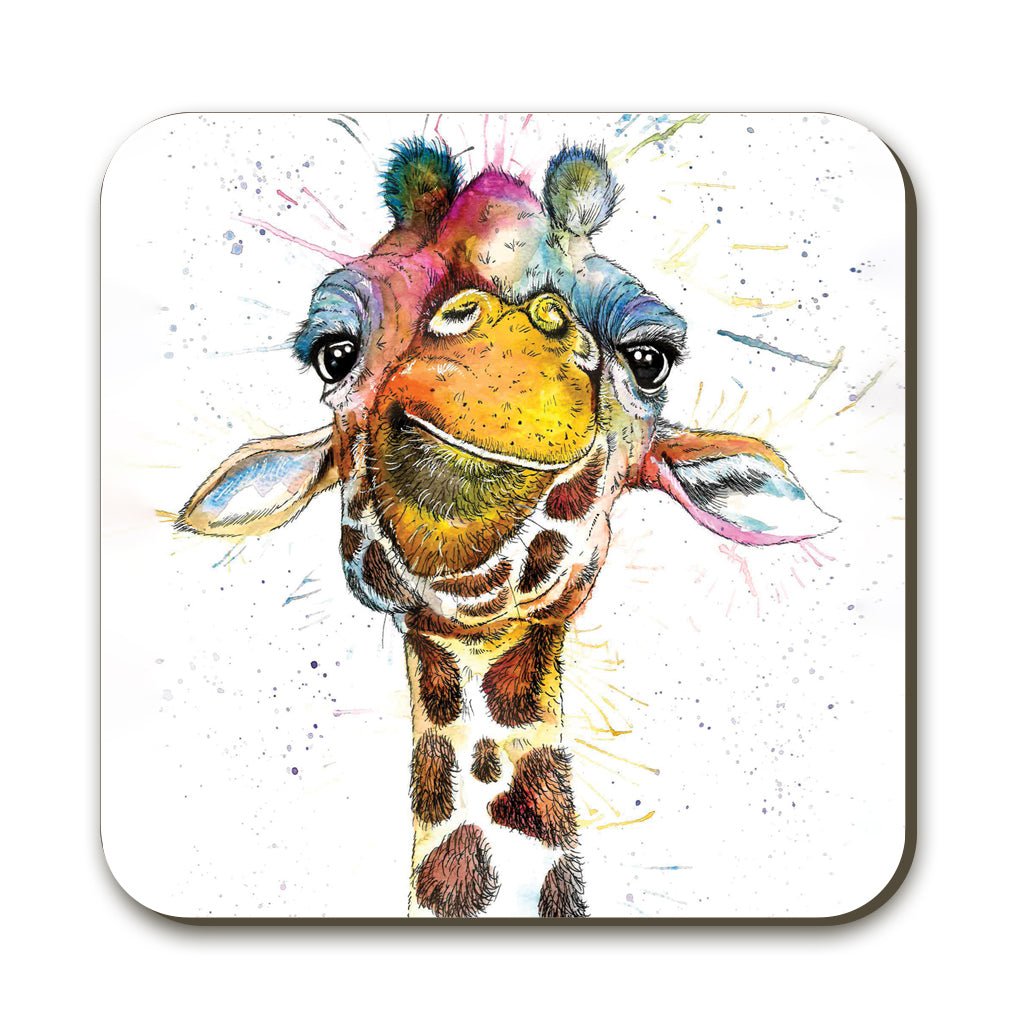 Splatter Rainbow Giraffe Coaster - Katherine Williams - Wraptious