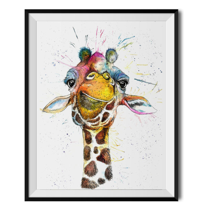 Splatter Rainbow Giraffe Original Print - Katherine Williams - Wraptious
