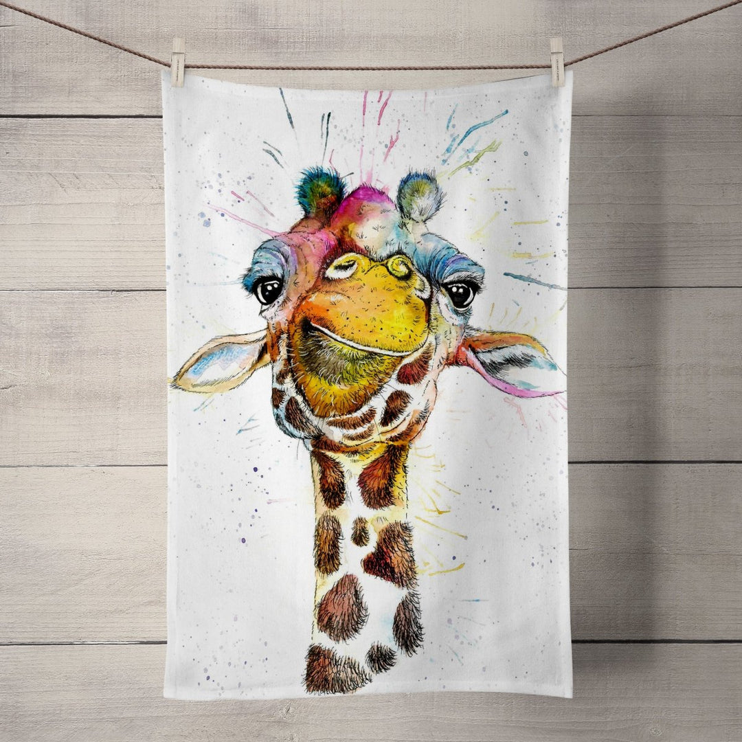 Splatter Rainbow Giraffe Tea Towel - Katherine Williams - Wraptious
