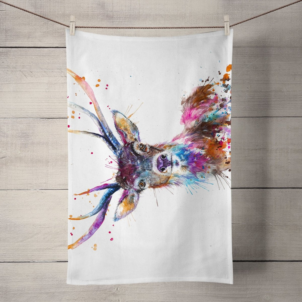Splatter Rainbow Stag Tea Towel - Katherine Williams - Wraptious