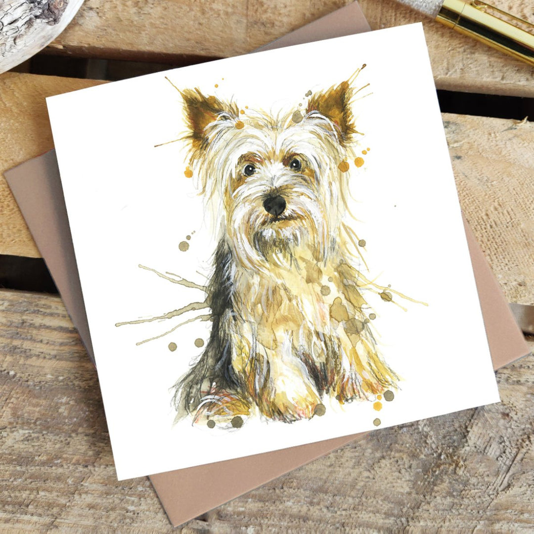 Splatter Yorkshire Terrier Greetings Card - Katherine Williams - Wraptious