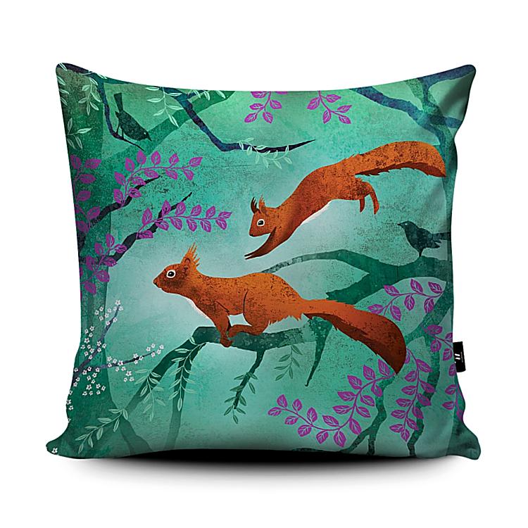 Squirrels in the Branches Cushion - Charlotte Anne - Wraptious