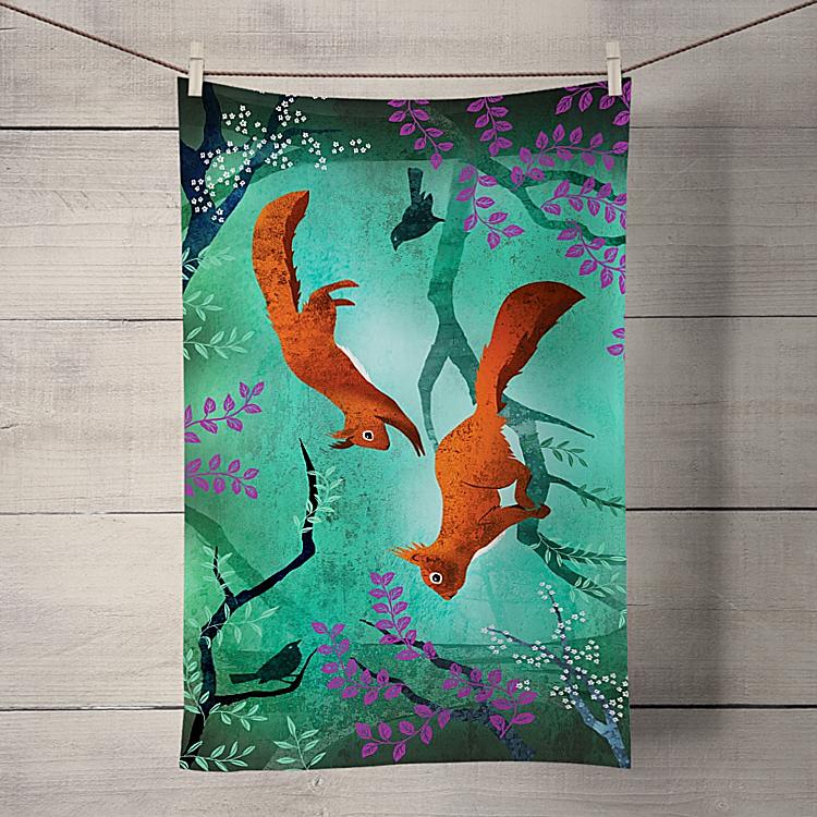 Squirrels in the Branches Tea Towel - Charlotte Anne - Wraptious