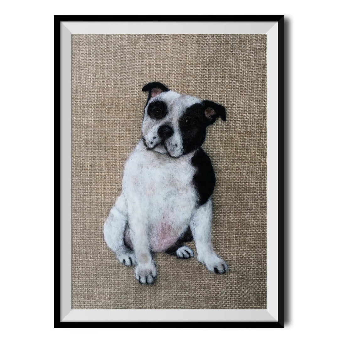 Staffordshire Bull Terrier Black White Original Print - Sharon Salt - Wraptious