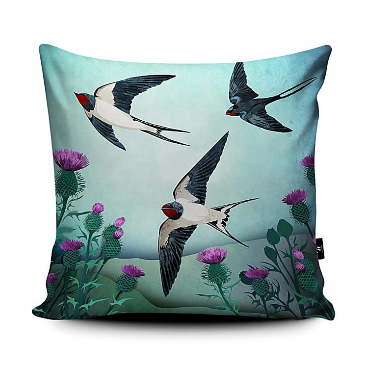 Swallows Cushion - Charlotte Anne - Wraptious