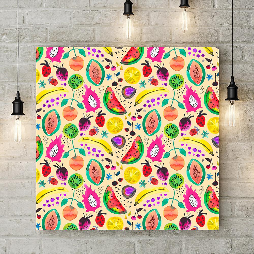 Tropical Fruits Yellow Deluxe Canvas - Ninola Design - Wraptious