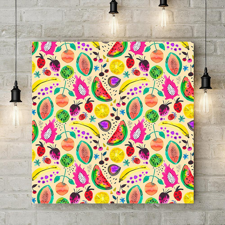 Tropical Fruits Yellow Deluxe Canvas - Ninola Design - Wraptious