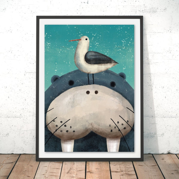 Walrus Meets Seagull Original Print - Jonathan Willoughby - Wraptious