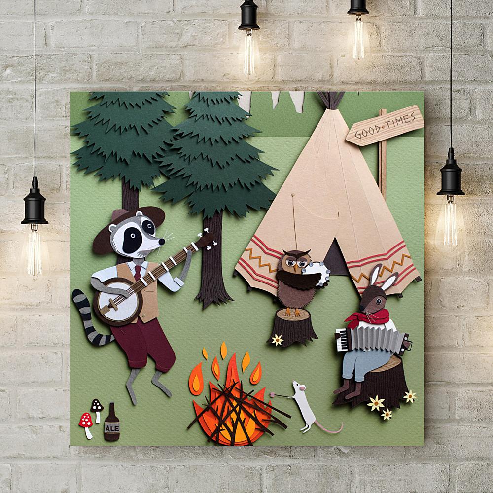 Woodland Camping Deluxe Canvas - Rachael Edwards - Wraptious