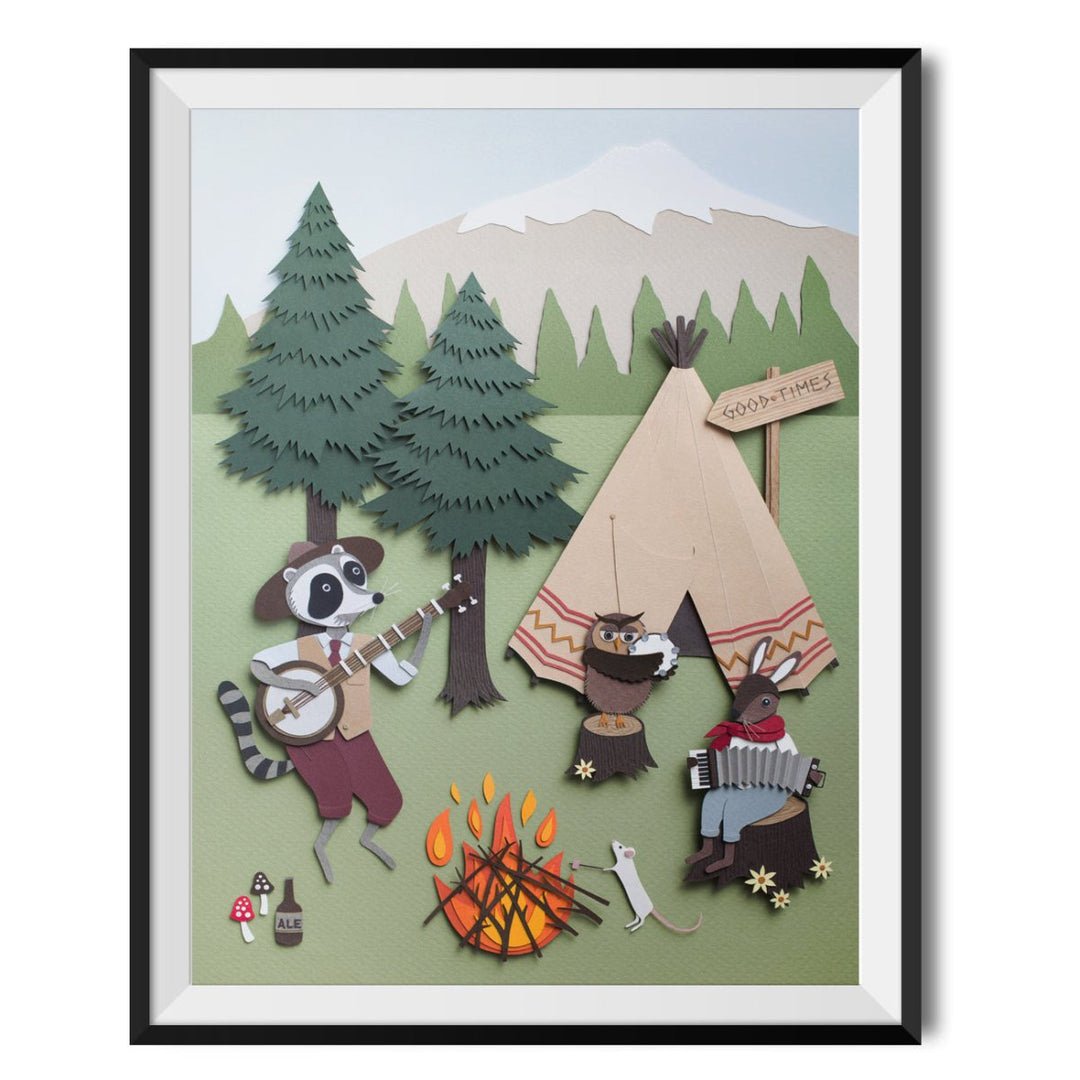Woodland Camping Original Print - Rachael Edwards - Wraptious